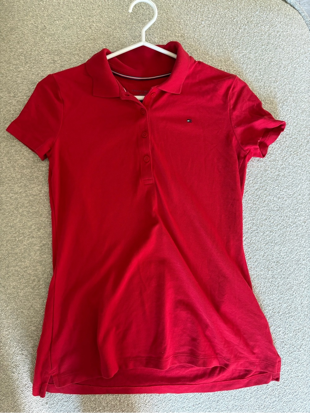 Tommy Hilfiger Bright Red Polo with Signature Trim